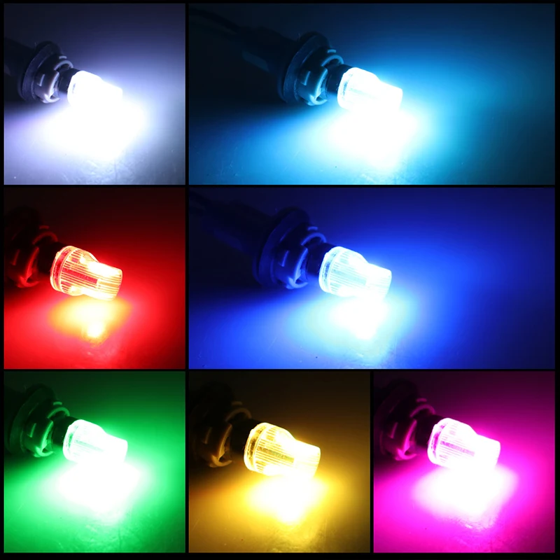 New 1set T10 W5w RGB LED Bulb Remote Control 5050 Lamp Car Interior Lighting Reading Wedge Dome Trunk License Plate Light 12V