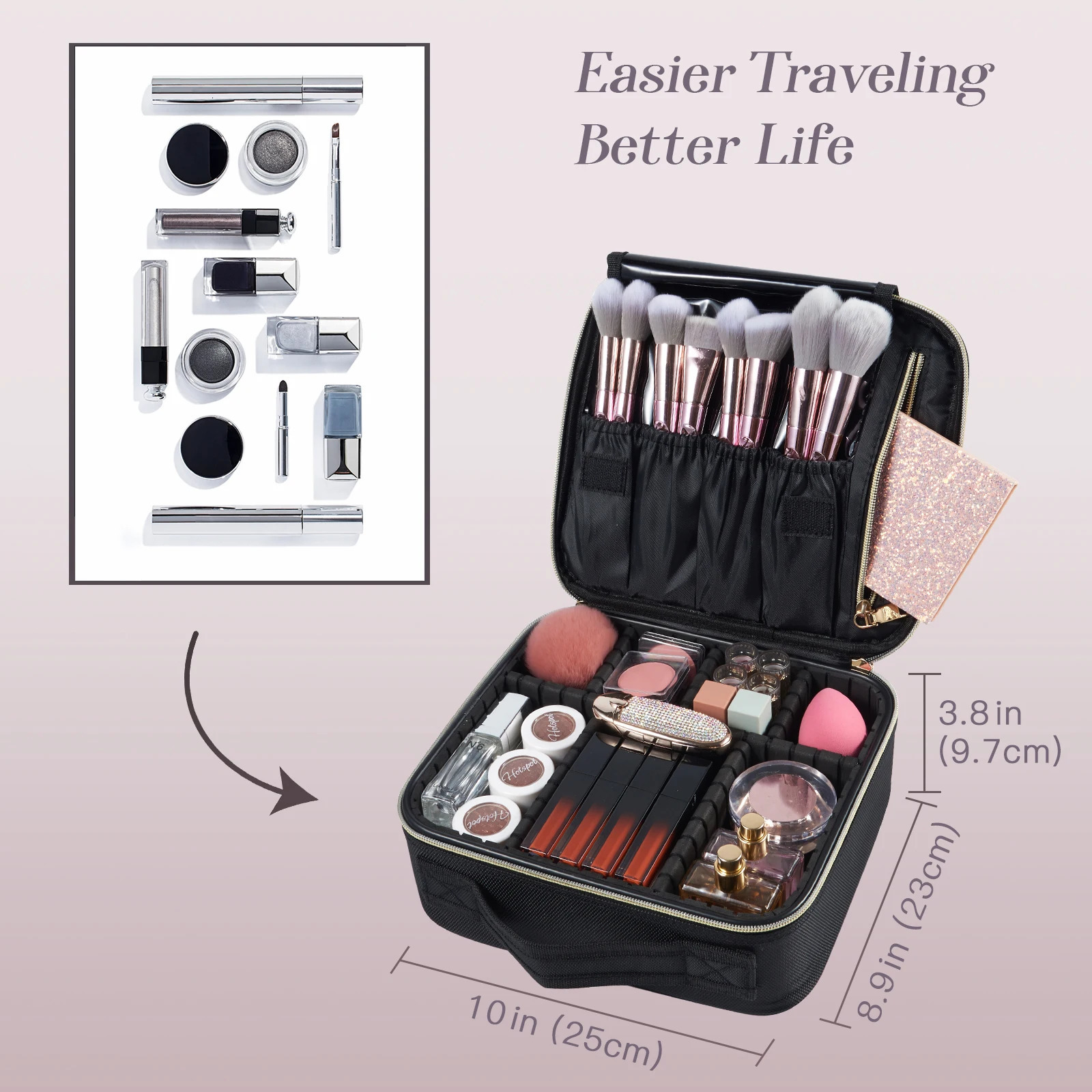 Makeup Bag Professional Makeup Brush Box Portable Travel Makeup Bag Waterproof Handle Storage Manager with Delivery 241031