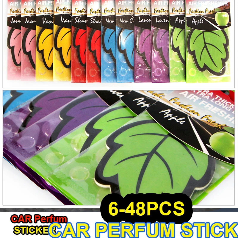 6-48PCS Leaf Shape Car Air Freshener Natural Scented Tea Paper Auto Hanging Vanilla Perfume Fragrance Accessories Interior