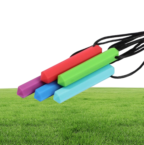 8 Colors Baby SoOTHERs Chew Necklace Silicone Teething Pendant Food Grade for Autism Kids Mom