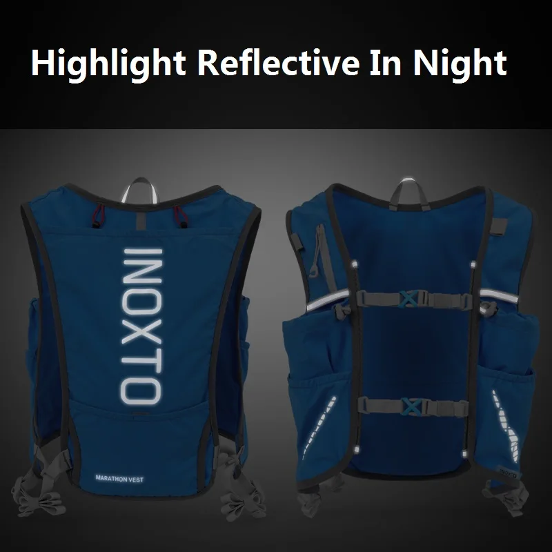 Inoxto Quick Drying Running Backpack Men 5L Ultra-light Hydrating vest Mountain Bike Cycling Bag Breathable 2L Water Bag Bottle