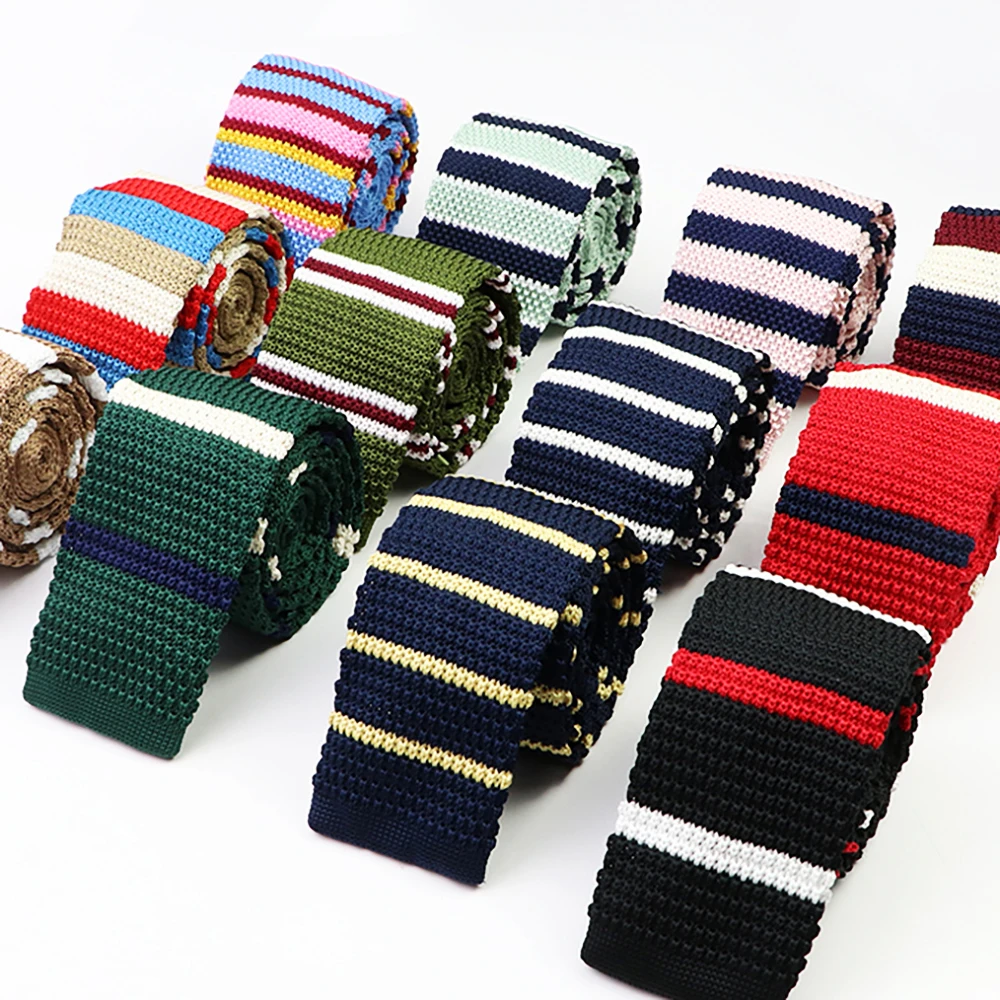 Classic Warm Knit Neck Ties For Men Casual Suits Striped Colourful Tie Mens Neckties Leisure Woven Daily cm Width 5