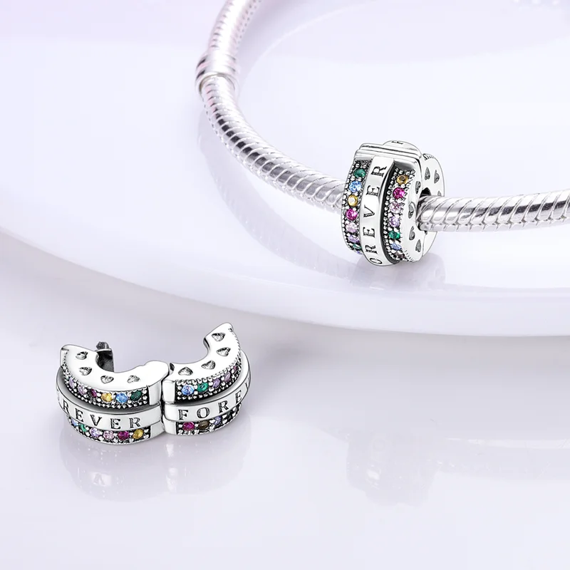 Silver Clasp 925 Sterling Silver Round Clip Charms Daisy Silver Clasp Beads Safety Chain Fit Original Bracelets Jewelry