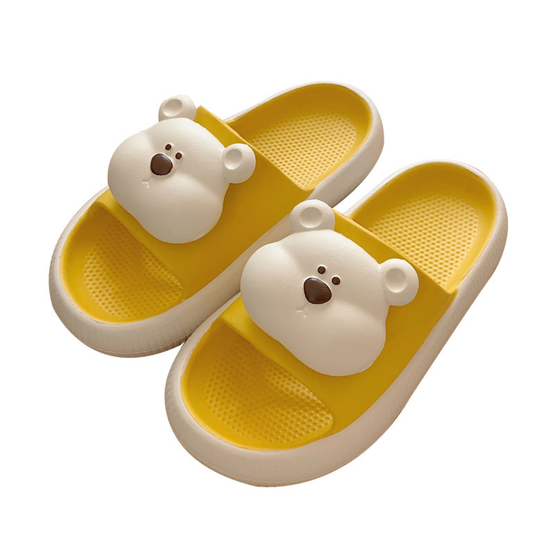 Soft bottom home summer slippers female cartoon slippers three-dimensional soft cute bear indoor street sandals girl slippers