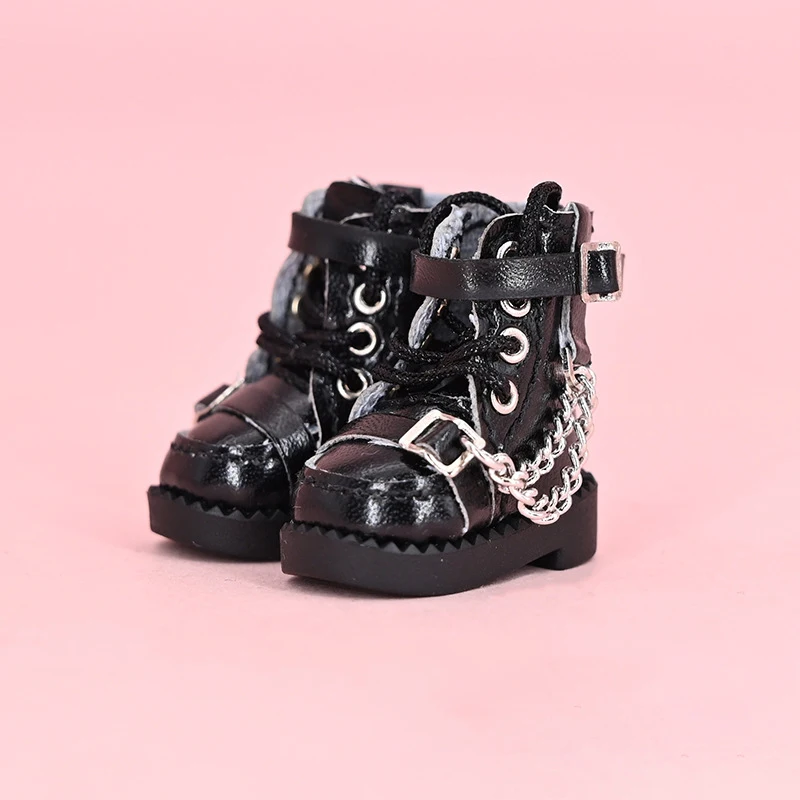 Ob11 Doll Locomotive Style Leather High Top Shoes Doll Casual Shoes With Shoelace For Penny, YMY, Ob11, Obitsu 11, Holala, Gcc