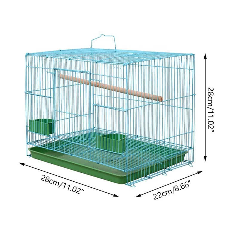 new Wire Rectangular Small Cage for Small Birds 2025 and Canaries Rekord Equipped with Bird Standing Stick and 2 Semicircular