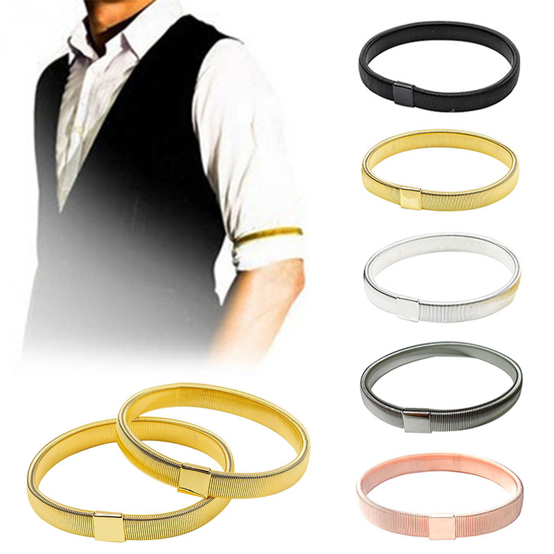 TOPMEN Sleeve Shirt Holder Accessories Men's Bracelets Elastic Arm Rings Clothing Accessories Metal Arm Band Non-slip Cuffs smile