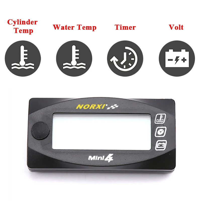 4 DUAL temp digital universal Water Cylinder temperature Voltage Time Mini motors meter