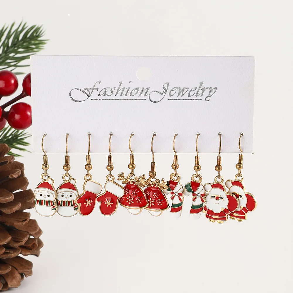 Womens Christmas Pendant Earring Set Hook Christmas Day Earrings Party Jewelry Christmas Gift 241031