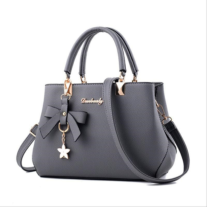 2023 New Shoulder Bags Women Vintage Bowknot Star Pendant Handbag Casual Women Messenger Leather Large Capacity Bags