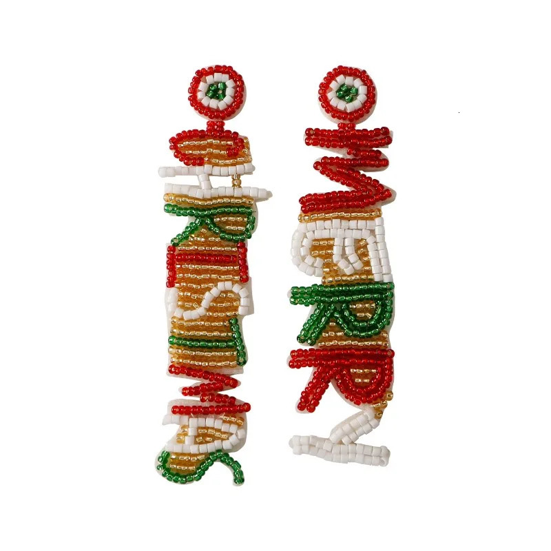 Autumn/Winter Colorful Letter Earrings Christmas Handmade Lightweight High Quality Bead Jewelry 241031