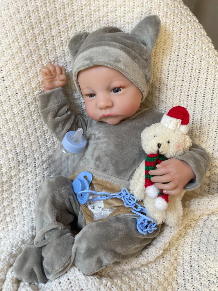 45CM Soft Or Full Body Silicone Vinyl Reborn Levi Awake Boy Or Girl Doll Premie Doll 3D Skin Tone with Veins Doll Accessories
