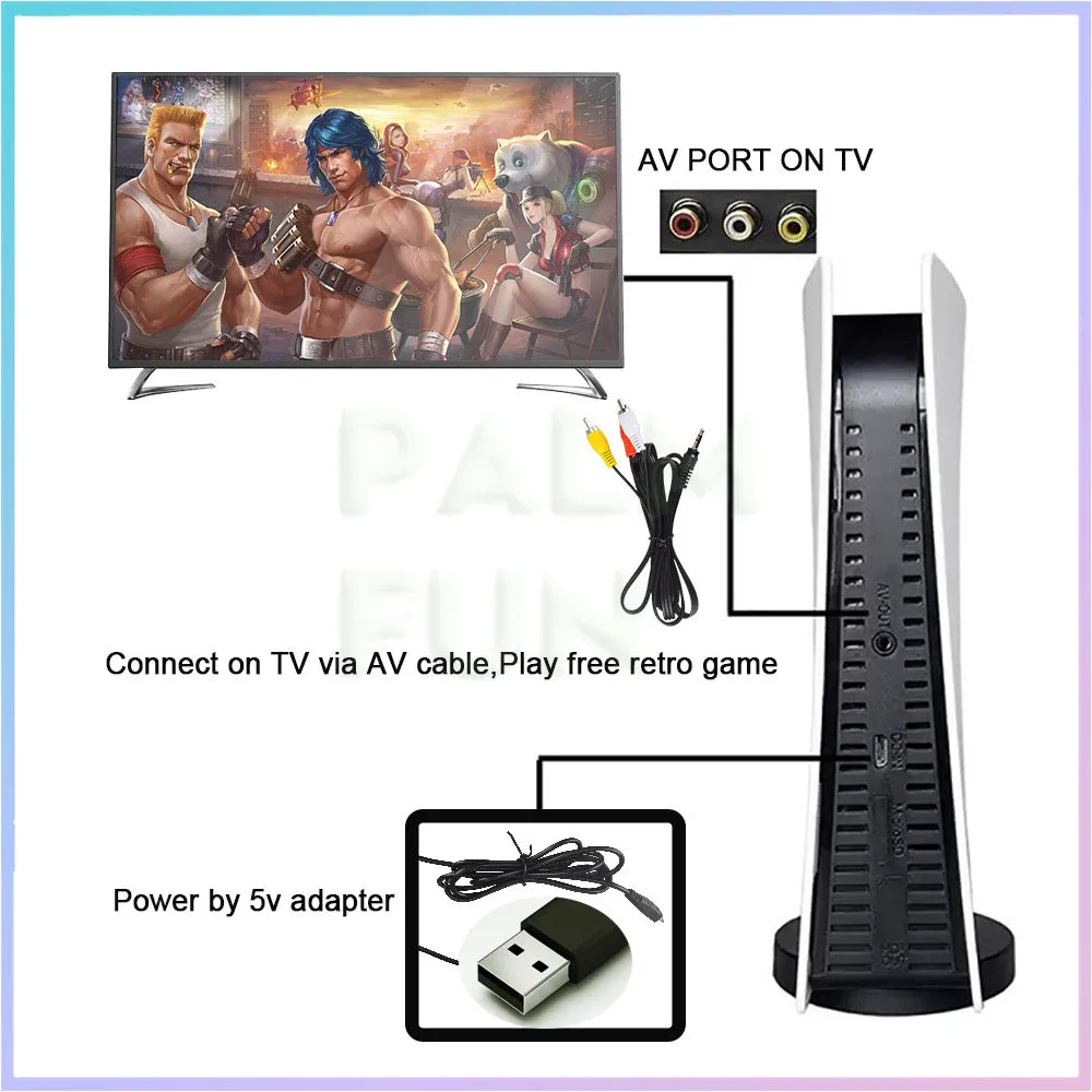 GS5 TV Game Console USB Port 8 Bit Game Box Retro AV Output USB Controller Home Classic Two Player Arcade Game Console Gifts - view 7