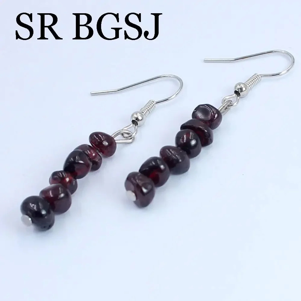 6-8mm Red Garnet Natural Gemstone Womens Necklace Bracelet Earring Jewelry Set 17.5 7-8 241031