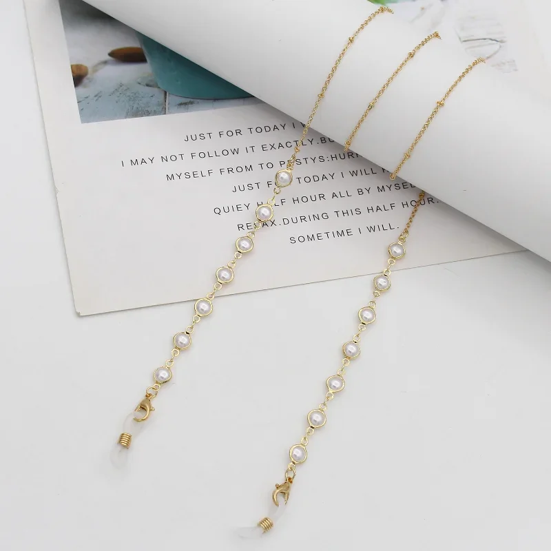 European and American Eyewear Chain Advanced Sense Eyewear Accessories Pearl Metal Chain Commuting Multi-Purpose Necklace