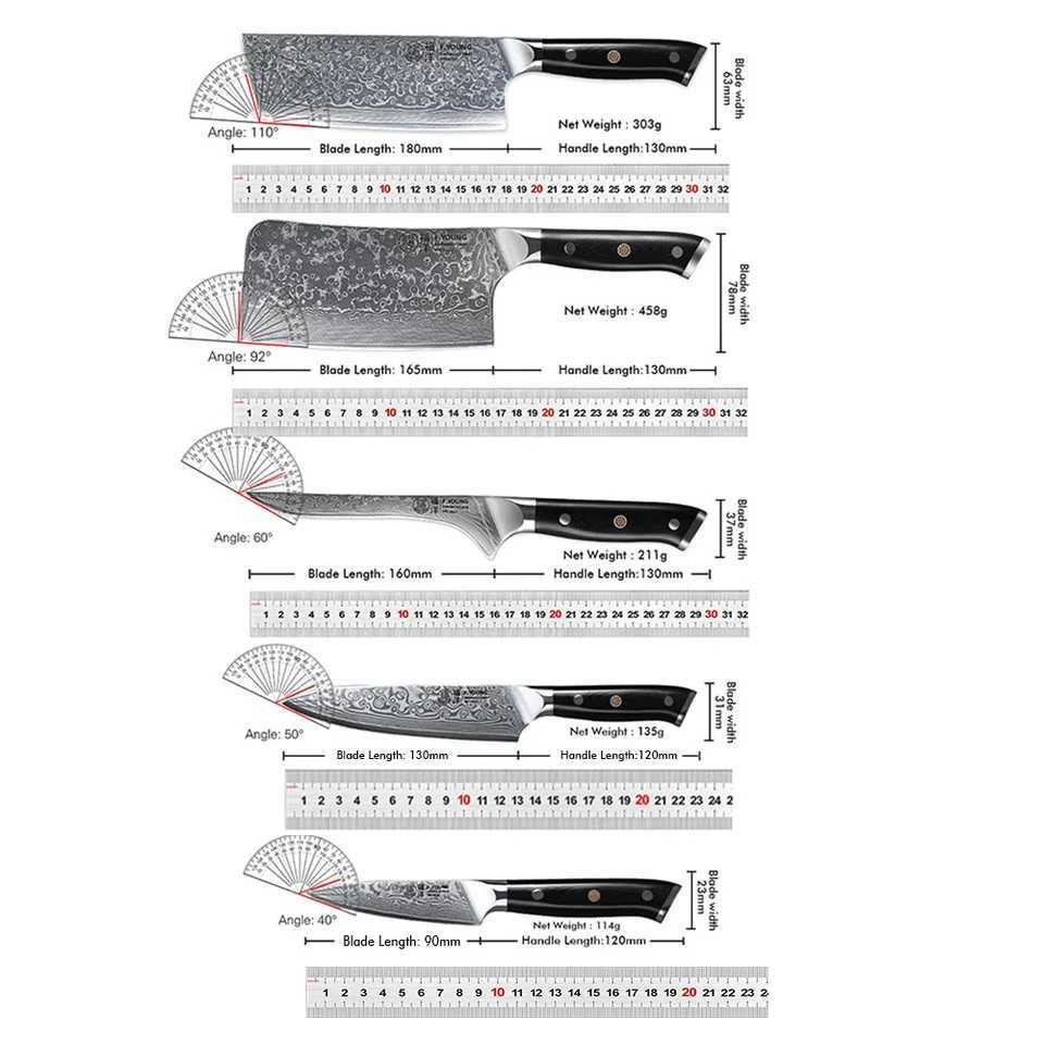 F. Young Professional Kitchen Knife Damascus Steel Japanese Chef Knife Slicer Sashimi Practical Fruit Cooking Kitchen Utensils X241102