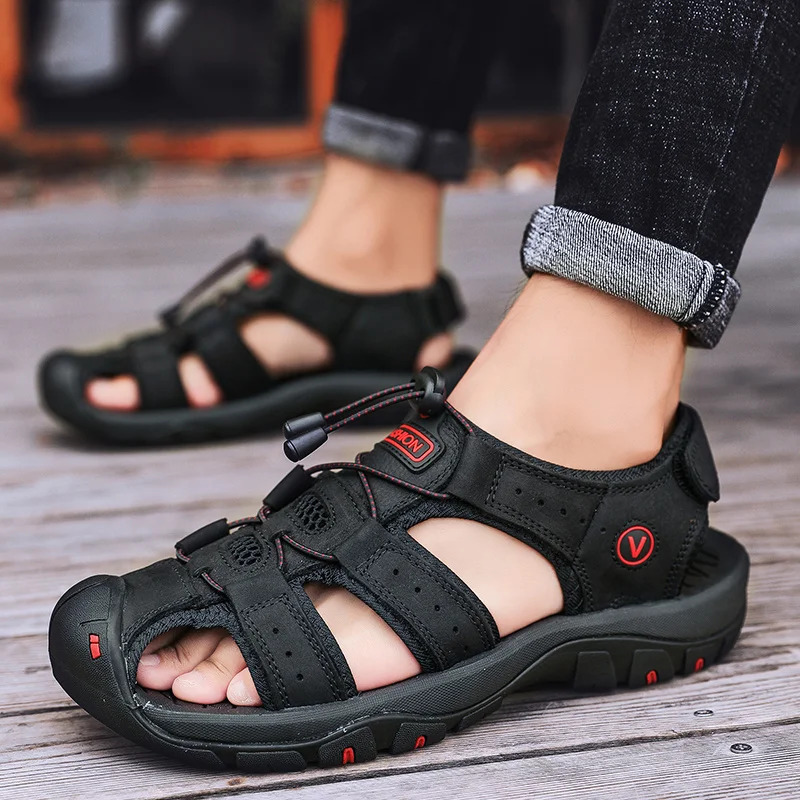 Genuine Summer Men's Outdoor Water Shoes Leather Sandals For Men 771b0