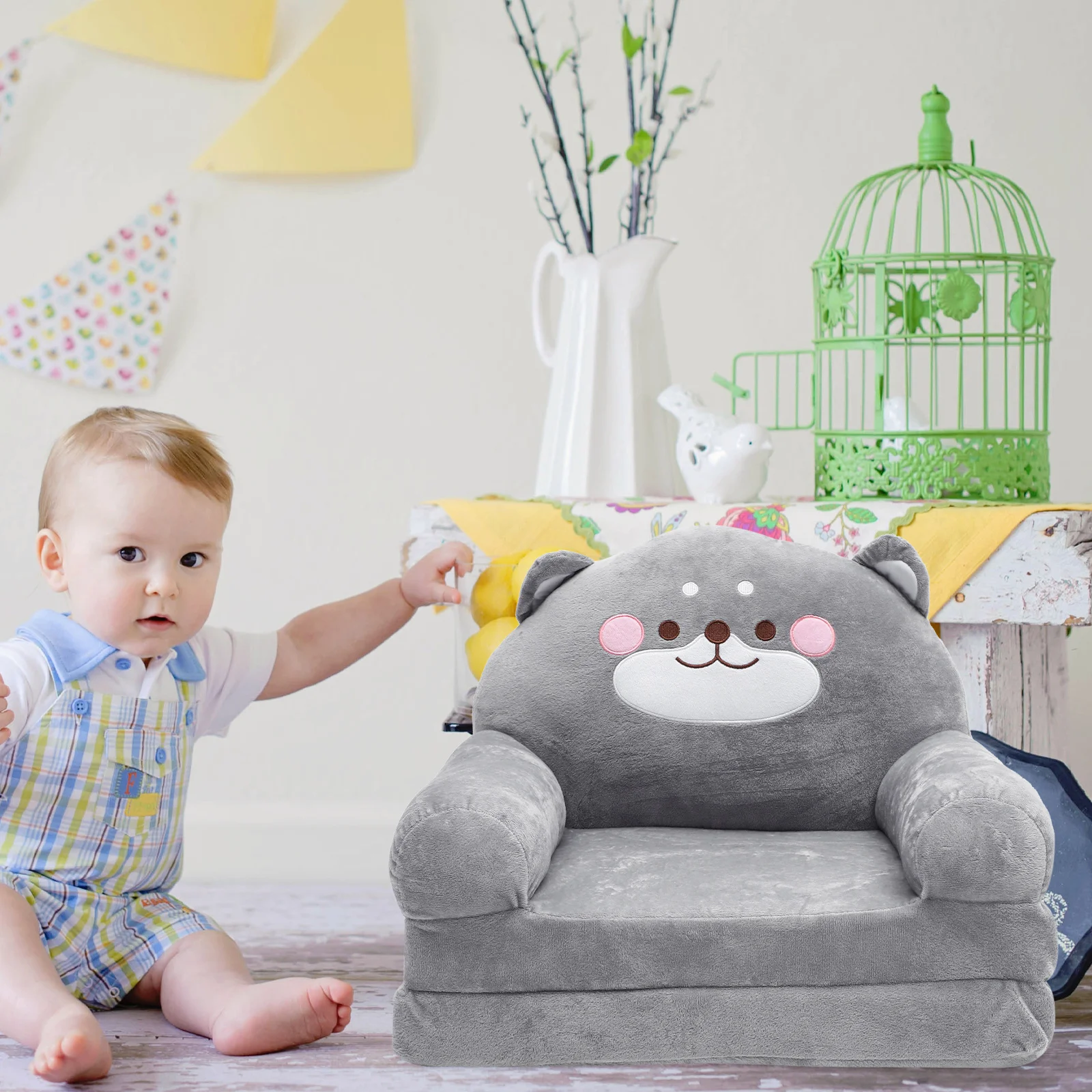 Elephant Shape Kids Seat Lovely Child Folding Sofa olding Children's Sofa Kid Plush Seat up For Baby Plush Sofa Baby Seat