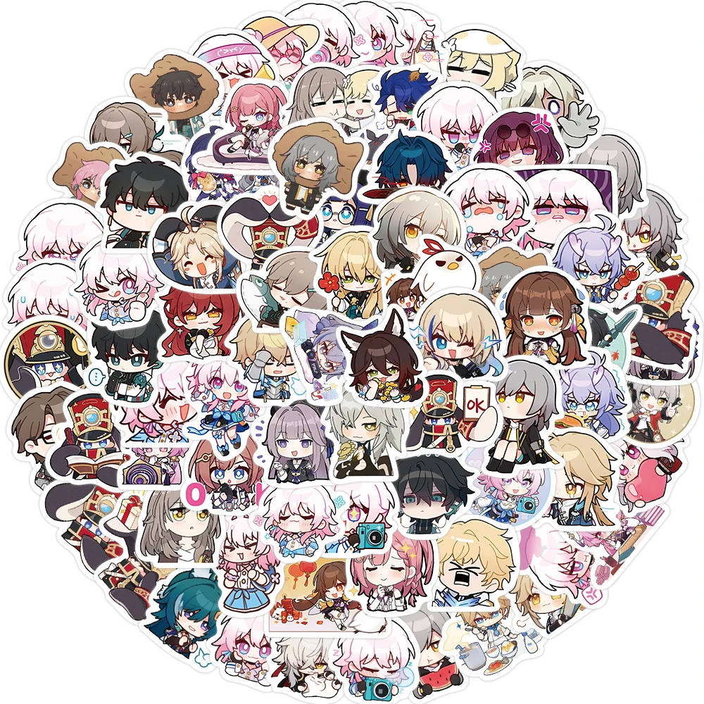 80PCS Cute Anime Honkai Star Rail Stickers Travel Skateboard Suitcase Guitar Luggage Laptop Graffiti Sticker Decals Toy
