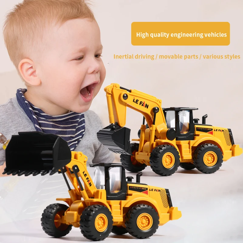 Back Car Toys Retro Classic Vehicle Engineering Models Cars Excavator Crane Bulldozer Roller Kids Car Toys For Boys
