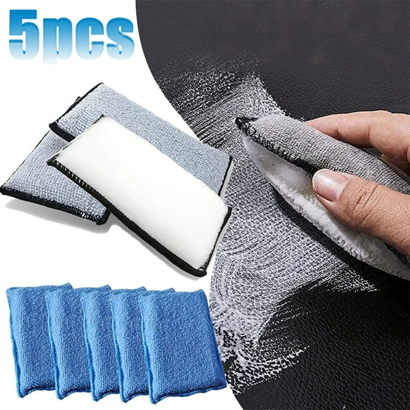 Suede Car Wash Pad, Soft, Absorbent, Detailing, Bristle Cleaning, No Scratch, Microfiber Scrubbing, 5Pcs