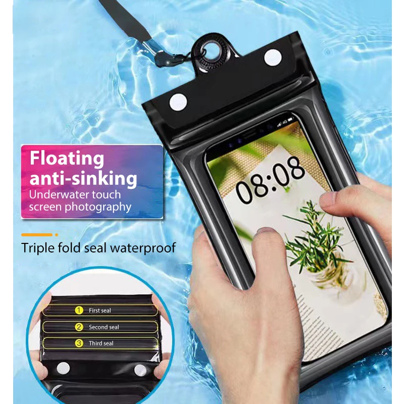Three Layer Seal Waterproof Bag Phone Case For iPhone 15 12 13 14 Pro Max Samsung S23 Ultra Xiaomi Water Proof Pouch Accessories