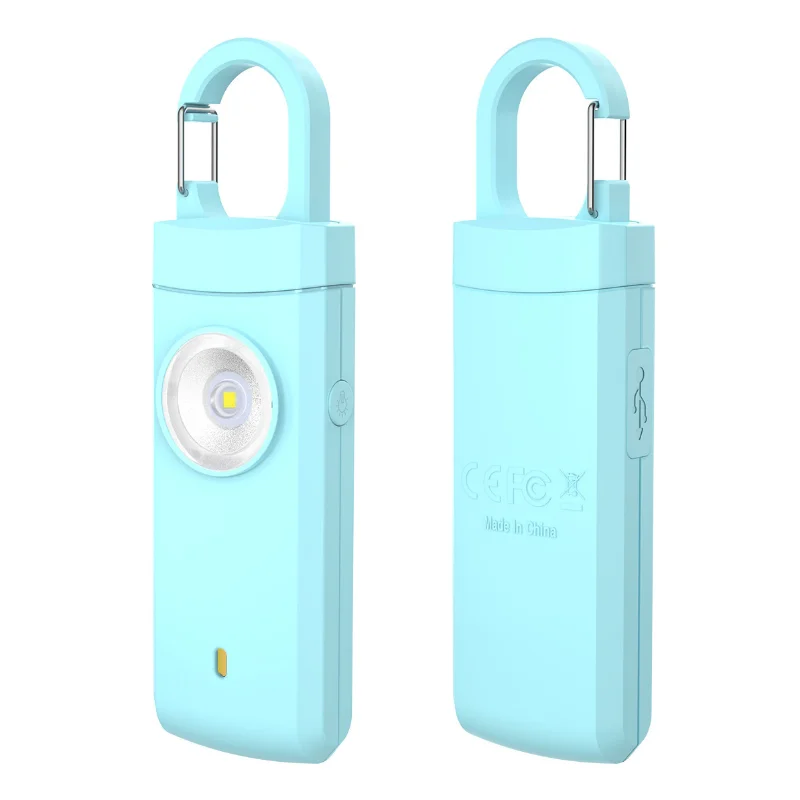 Self Defense LED Flashlight USB Rechargeable Keychain Light with Safety Alarm Protective Supplies Women Outdoor Emergency Tool