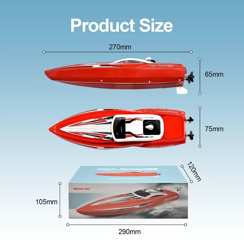 Rc Boat Remote Control Radio Control Boat 2.4G Double Motor High-Speed Speedboat Children's Race Boat Water Competitive Toys Kid