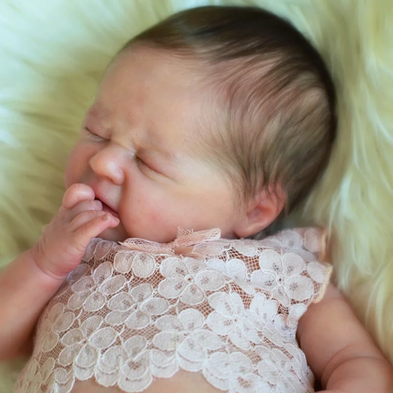 19 Inches 3D Painted Skin Kit Reborn Baby Doll Mold With Cloth Body And Eyelash Add Magnet Newborn More Realistic Easy DIY Toy