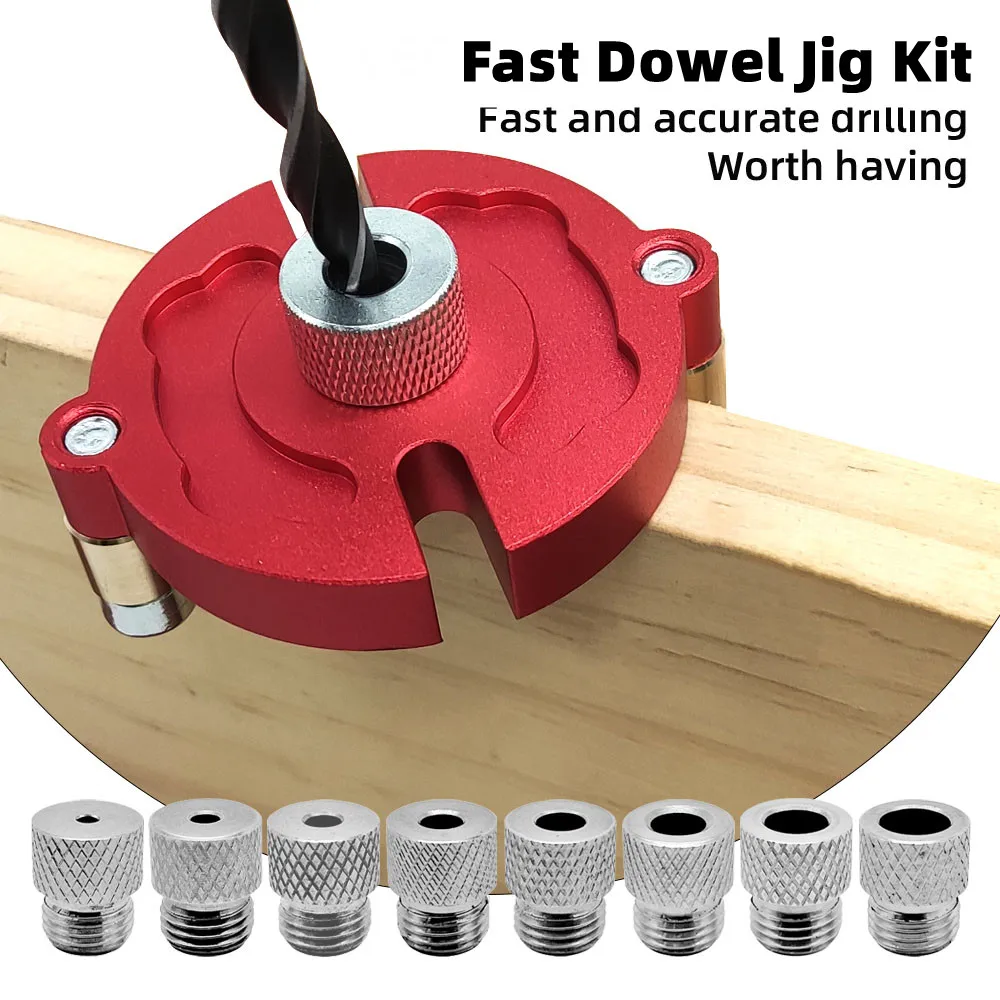 Multi-functional Dowel Jig Kit new W/ 3-10mm Steel 2025 Bushing Woodworking Fast Wood Splicing Drill Guide Locator Self-Centering Scriber