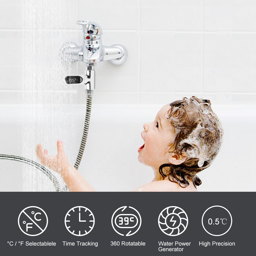 HOOMIN Home LED Digital Shower Faucets Water Thermometer Bathing Temperature Meter Electricity Hot Tub Water Temperature Monitor