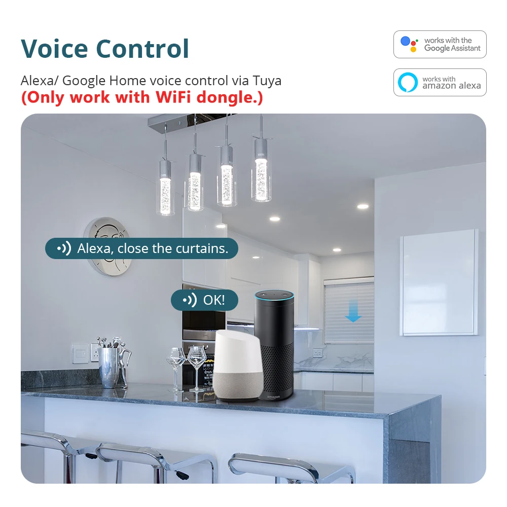 RF Roller Shade Rechargeable Electric Motor for 37mm Tube with WiFi Dongle Solar Panel Alexa Google Home Voice Control