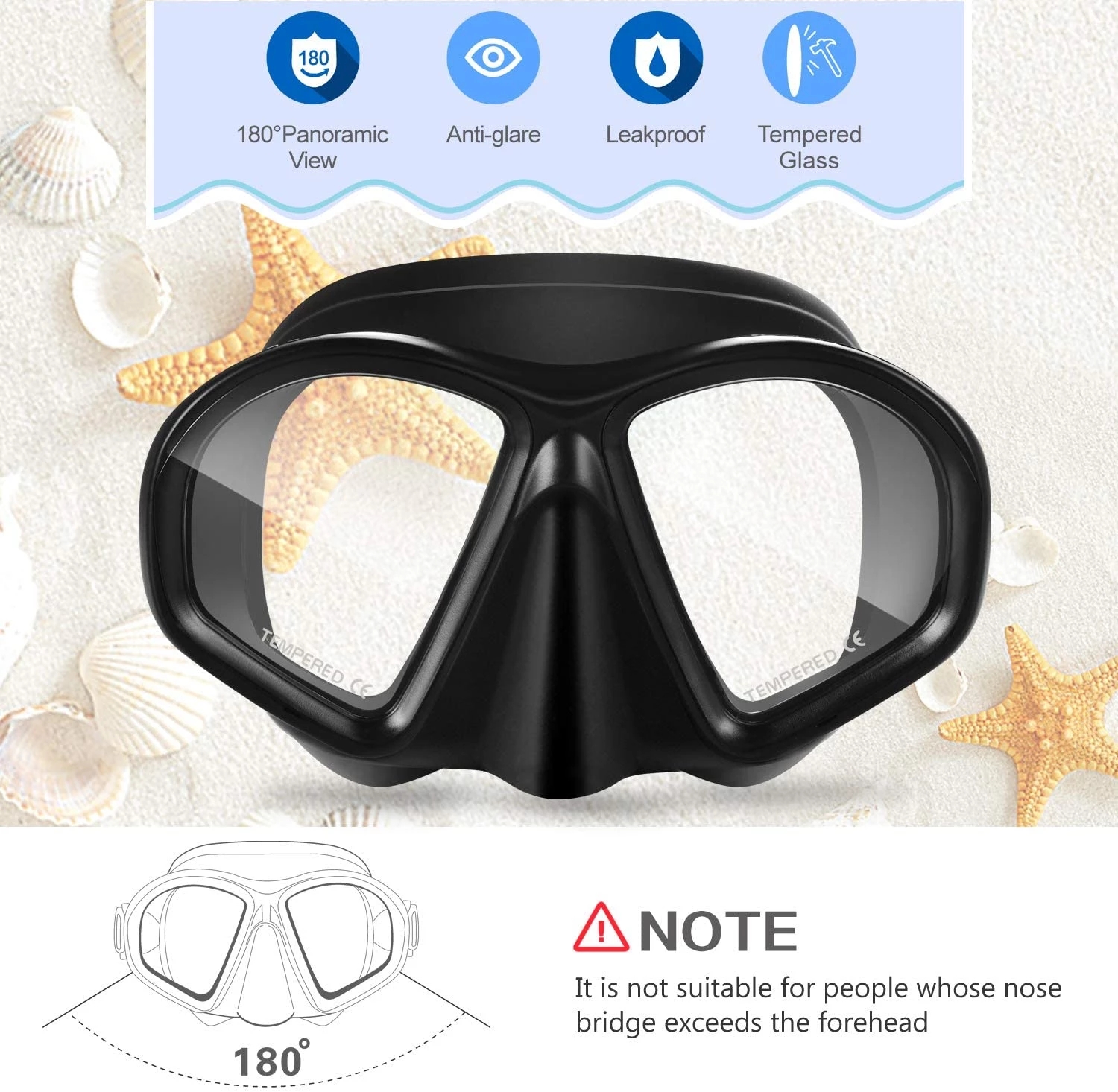 Mirror Lens Snorkeling Mask Professional Diving Set Anti-Fog Goggles Glasses Swimming Fishing Pool Equipment