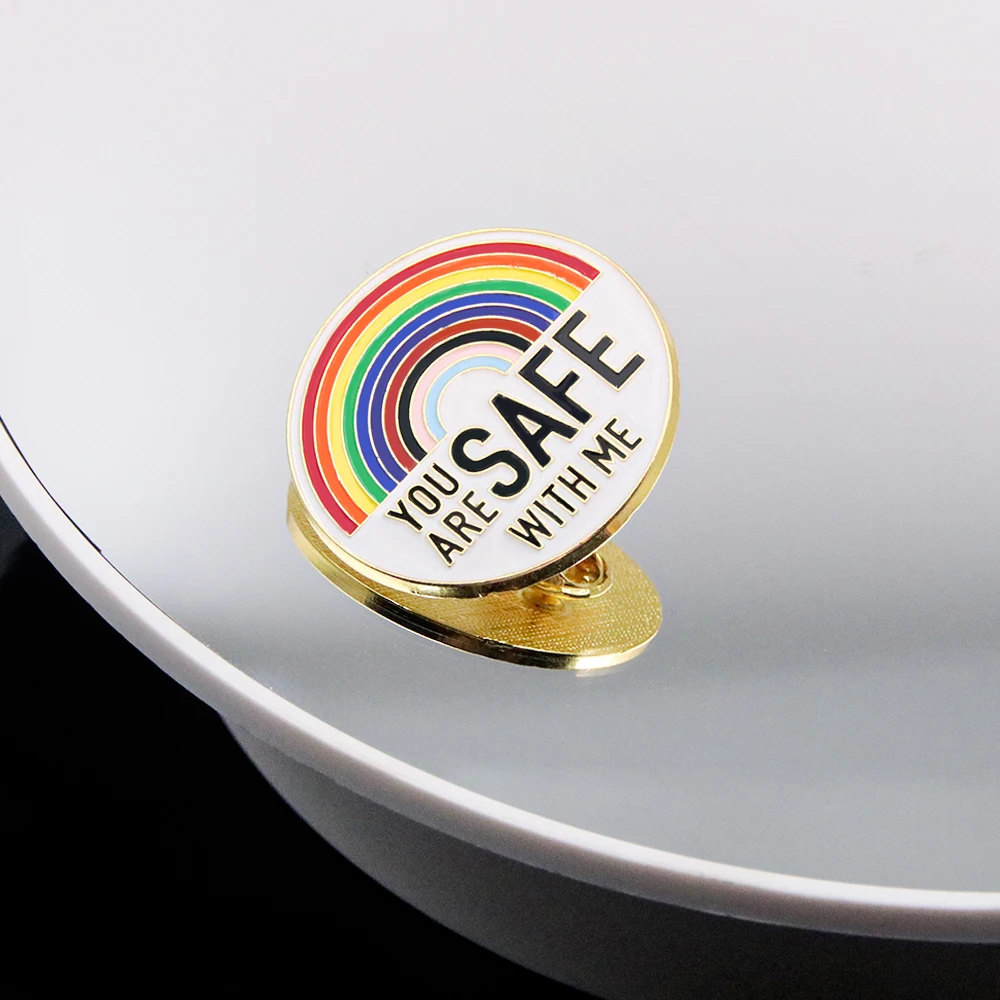 You Are Safe With Me Enamel Pins Rainbow LGBTQ Pride Lover Badge Brooch For Backpack Hat Lapel Jewelry Accessories