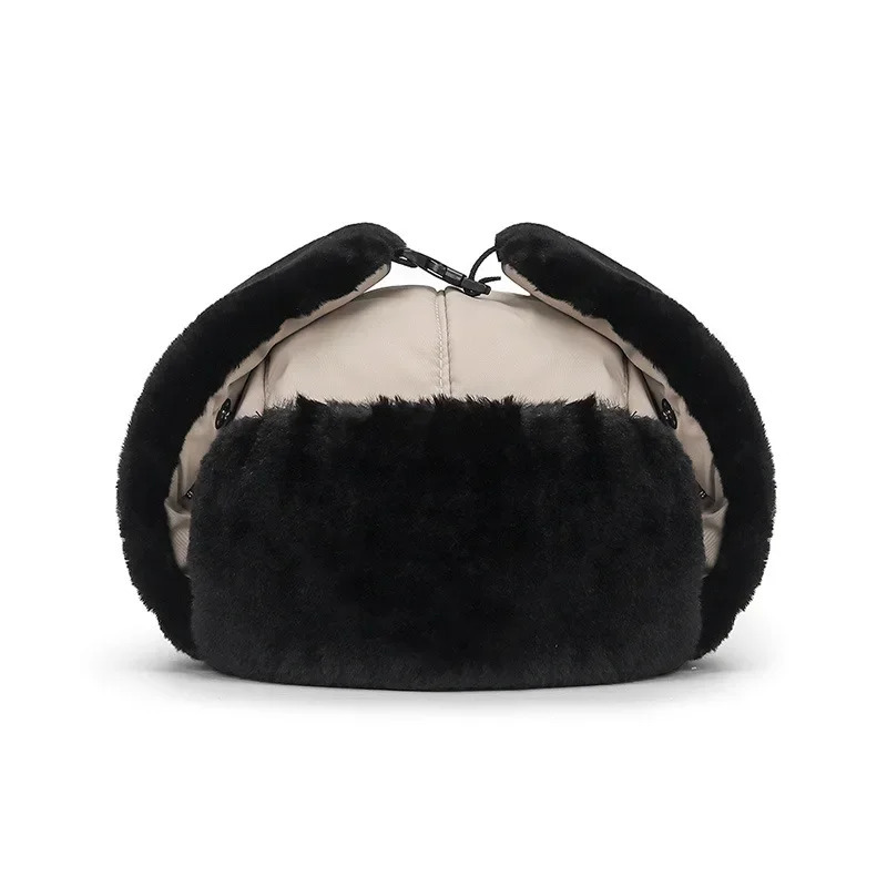 Winter Warm Thick Velvet Trap Hat for Men Outdoor Nose and Ear Protection Cotton Bomb Hat Plush Windproof Face Mask 241031