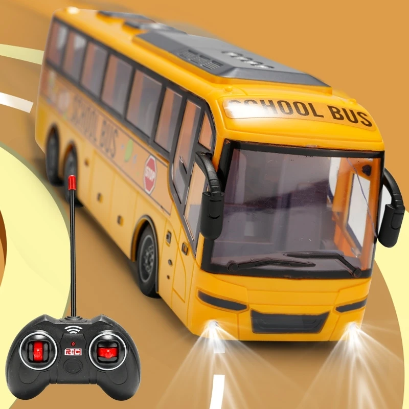 1/30 Rc Car Electric Remote Control Bus with Light Tour Bus Model 2.4G Remote Controlled Machine Toys for Boy Kids Children