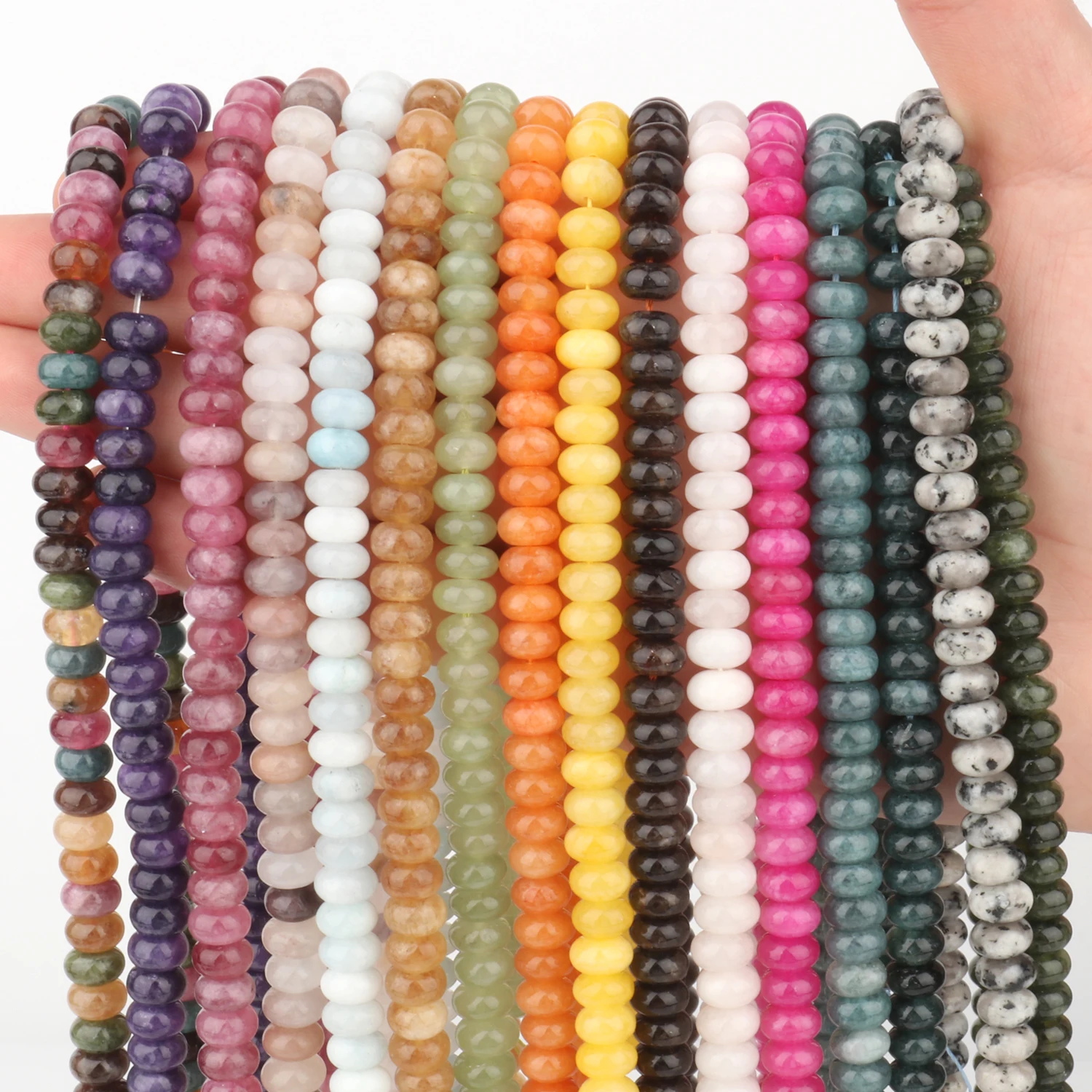 8x5mm Natural Stone Smooth Aventurine Tourmaline Jades Abacus Beads Loose Spacer Beads For Jewelry Making DIY Necklace Earring