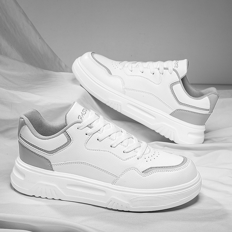 Men PU Leather Soft Comfortable Flat Casual Sneakers Spring Autumn Black White Light Breathable Sports Tenis Shoes 42e58
