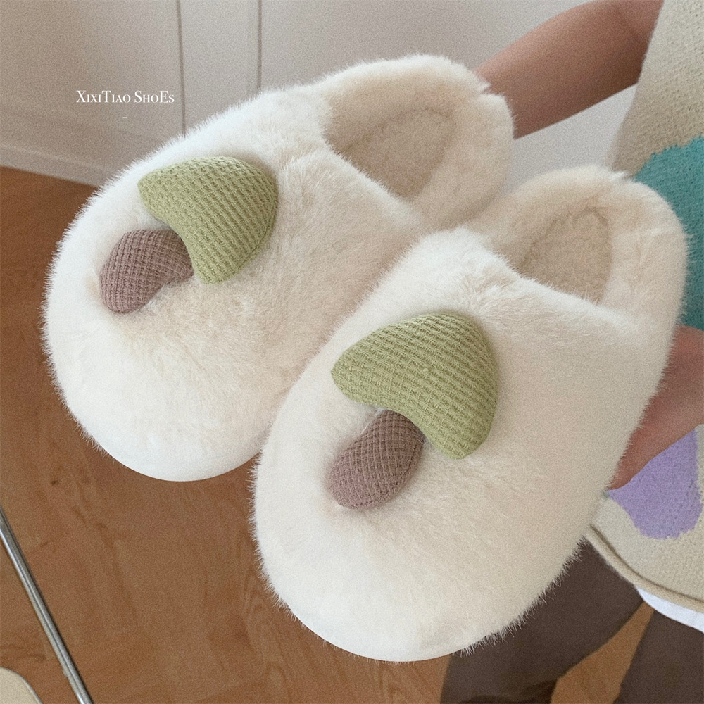 Slippers Personality Fun Plush little mushroom Cute slippers for women girls Fashion Kawaii Fluffy winter warm women's slippers