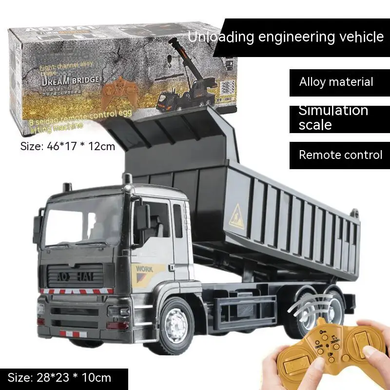 RC Alloy Engineering Vehicle Steering Wheel Remote Control Dump Truck Crane Mixer Excavator Lift Truck Outdoor Toy Birthday Gift