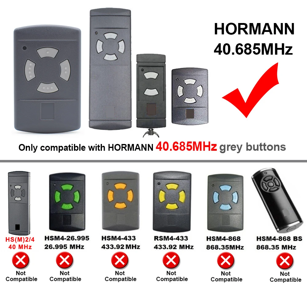 HORMANN 40.685 new mhz HS4 HSM4 HSE2 HSE4 2025 Garage Door Remote Control Duplicator HORMANN All Grey Button