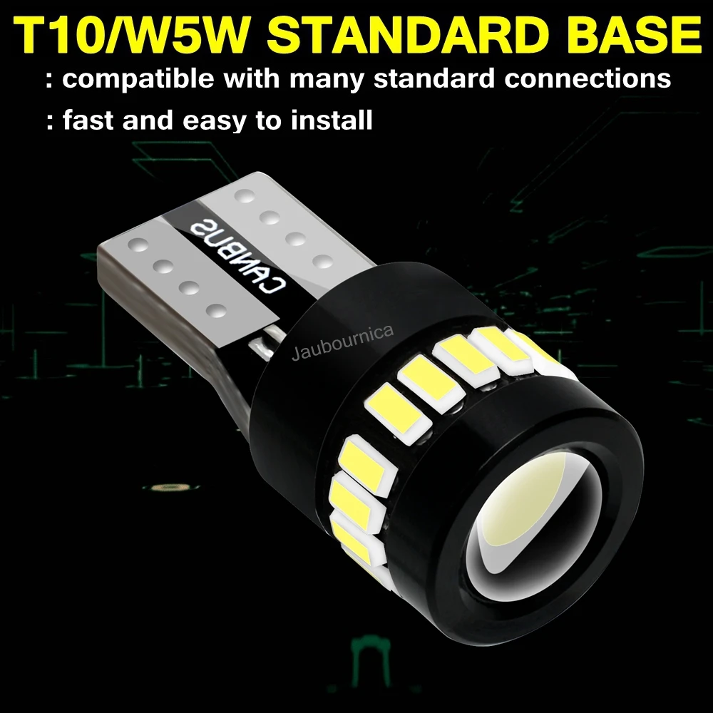 2PCS T10 W5W WY5W LED Super Bright Car Parking Light Canbus Auto Interior Dome Reading Lamp Turn Side Bulbs White Red Yellow 12V