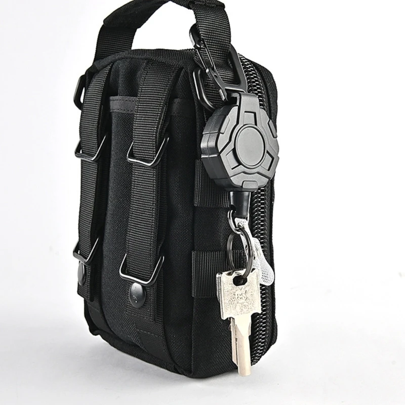 Heavy Duty Retractable Keychain Easy To Pull Buckle Rope Elastic Keychain Anti Lost Keyring Steel Retractable Cord Dropshipping