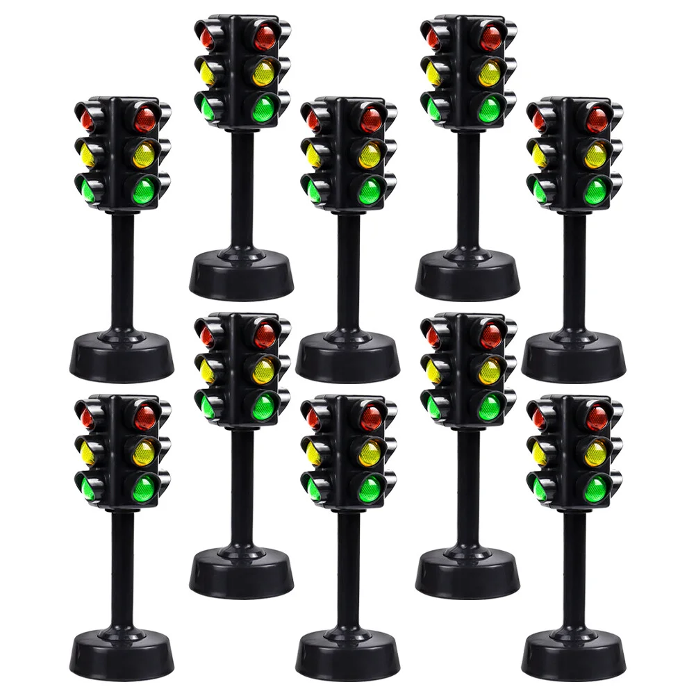 12 Pcs Set Children Toys Educational Traffic Signs Signal Light Model Stop Abs Toddler Playset Kids