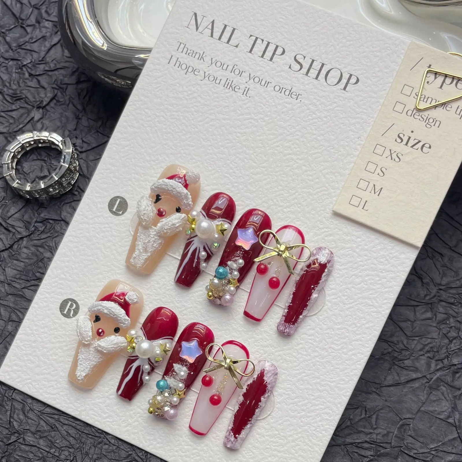 Wine Red Christmas Handmade Pressing Nail Gift for Girls High end Wearable Fake Nails Snowman Deer n Ballet Nail Art 241031