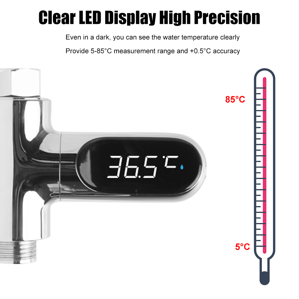 HOOMIN Home LED Digital Shower Faucets Water Thermometer Bathing Temperature Meter Electricity Hot Tub Water Temperature Monitor