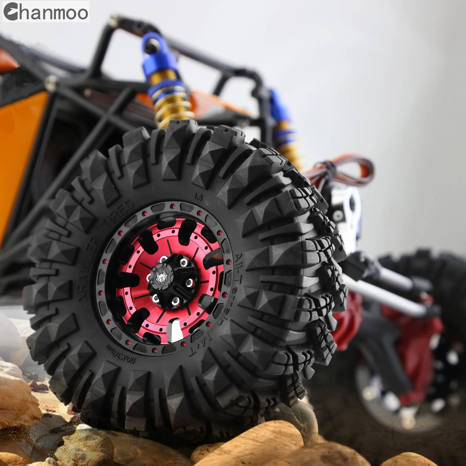 Chanmoo 1.9 Rubber Tires 110mm Wheel Tyres for 1/10 RC Crawler Car Axial SCX10 II III 90046 Traxxas TRX4 4WD D90 Redcat Gen8