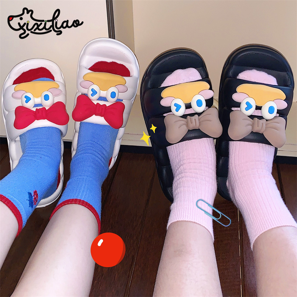 Soft soled home summer slippers for women cartoon slippers Ugly cute ducklings Sweet bow Indoor street sandals for girls slippers