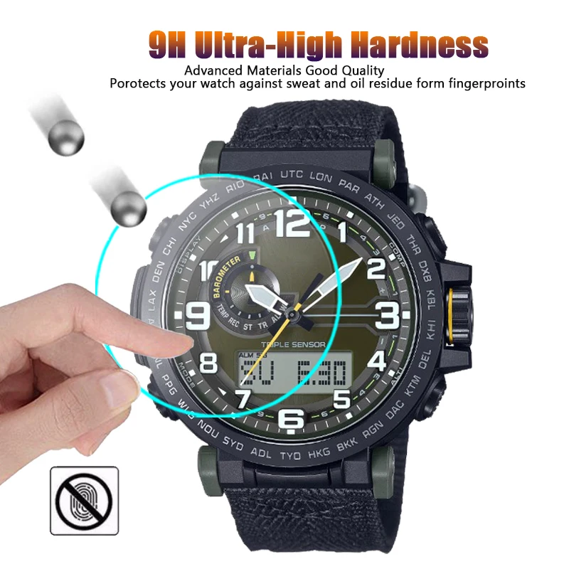 2PCS Tempered Glass Screen Protector For Casio PRO TREK PRG-601 PRG-600/650/240/340 Glass HD Clear Watch Screen Protective Film