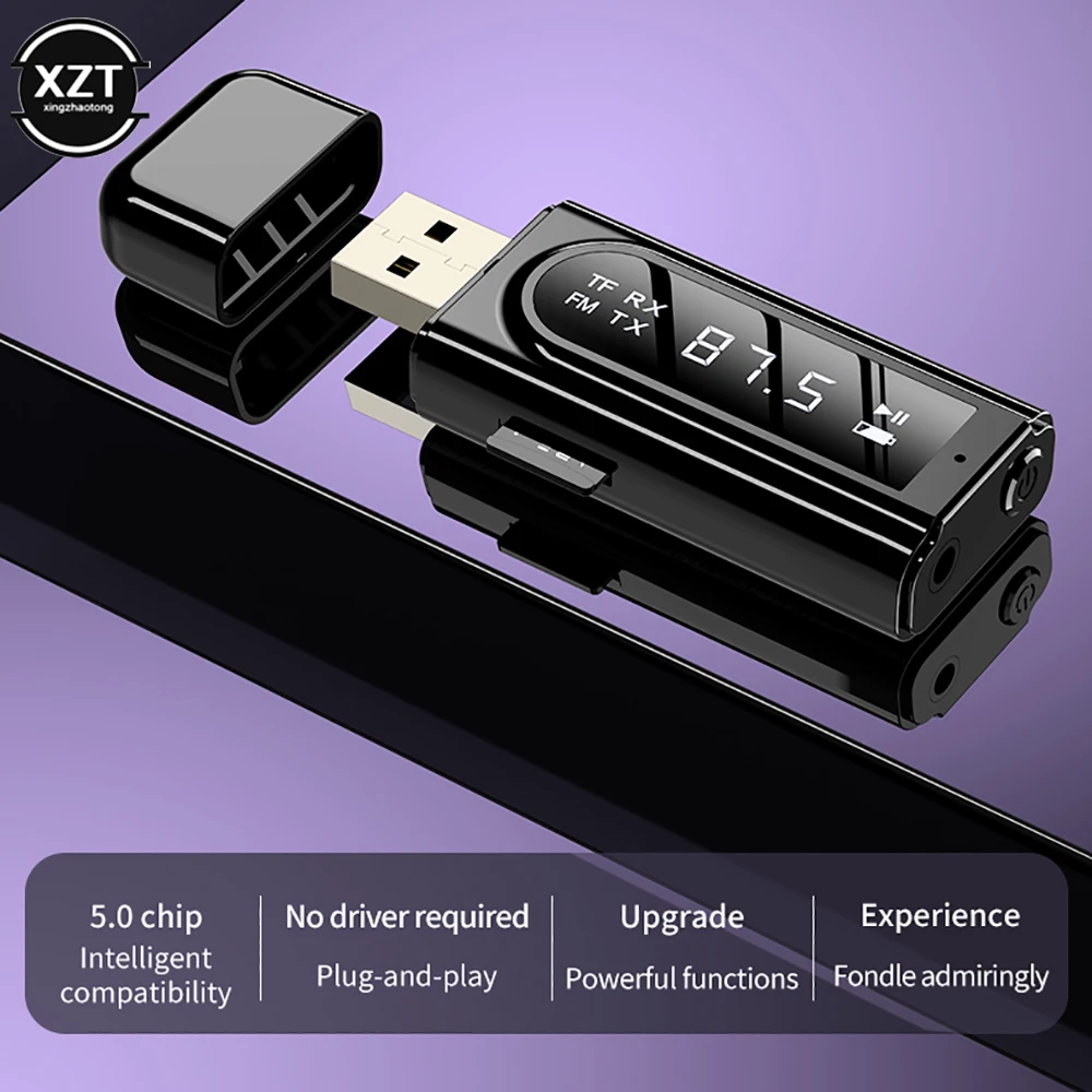 USB Bluetooth-compatible 5.0 Transmitter Receiver LED Display MP3 Player Aux Car FM TV PC TF Audio Stereo Adapter Home Speaker